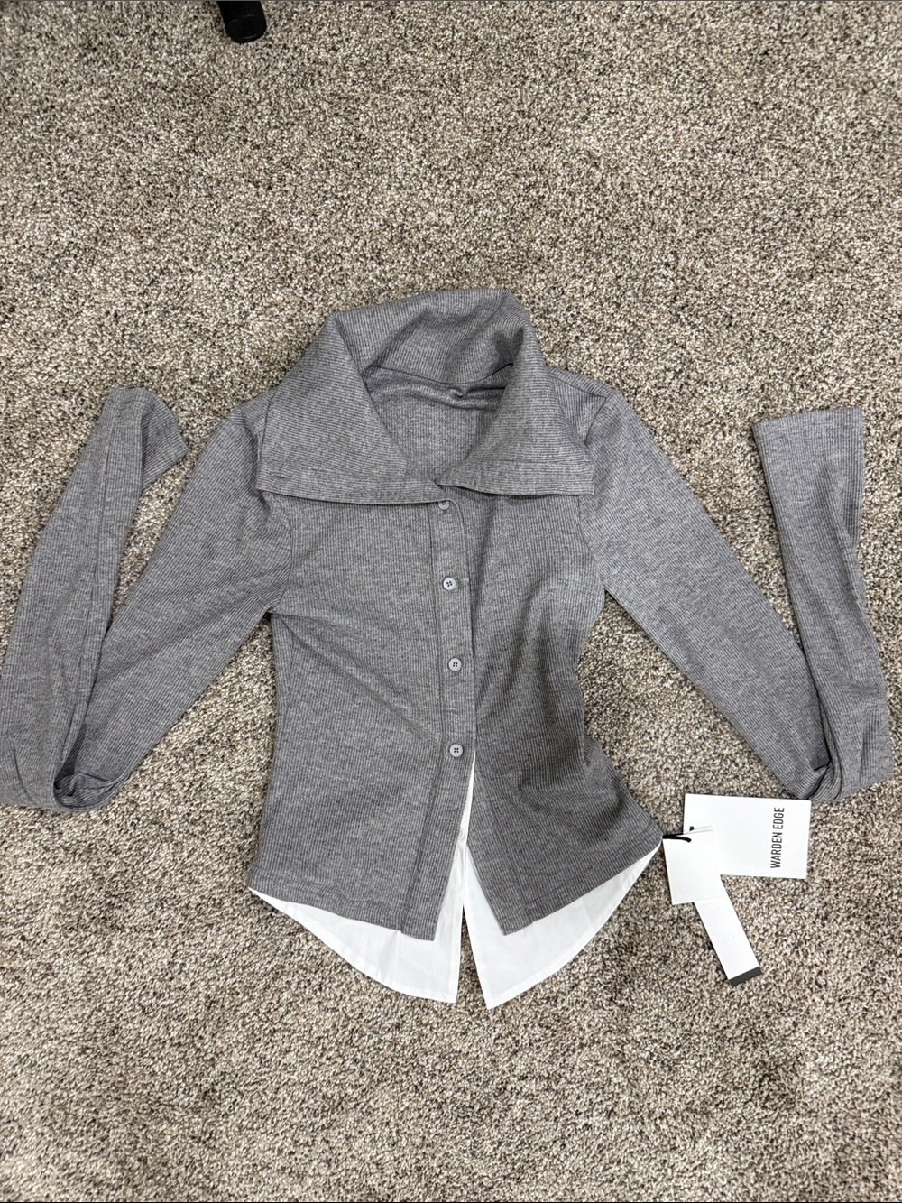Warden Edge Button-Up Layered Hem Shirt